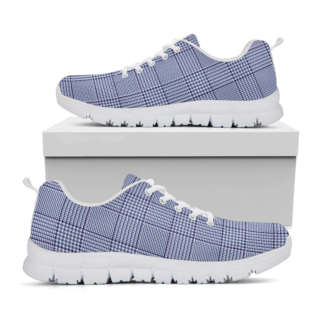 Blue Prince of Wales Check Print White Sneakers