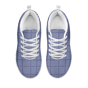 Blue Prince of Wales Check Print White Sneakers