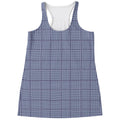 Blue Prince of Wales Check Print Women's Racerback Tank Top