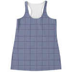 Blue Prince of Wales Check Print Women's Racerback Tank Top