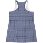 Blue Prince of Wales Check Print Women's Racerback Tank Top