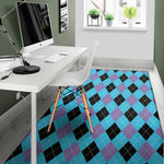 Blue Purple And Black Argyle Print Area Rug