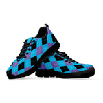 Blue Purple And Black Argyle Print Black Sneakers