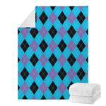 Blue Purple And Black Argyle Print Blanket