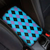 Blue Purple And Black Argyle Print Car Center Console Cover