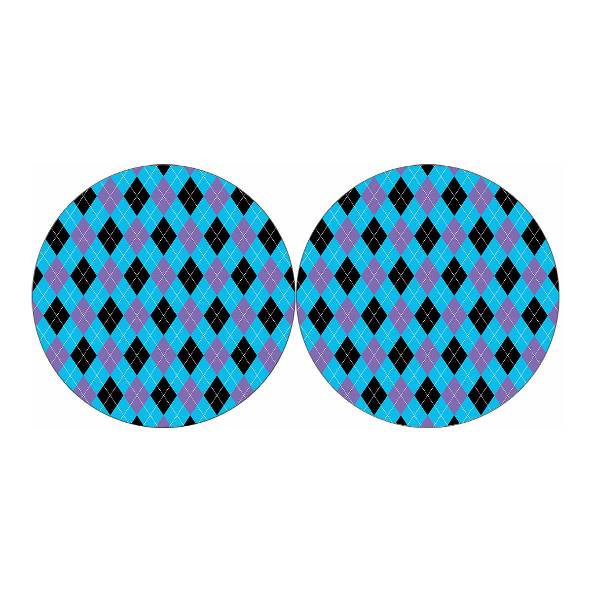 Blue Purple And Black Argyle Print Car Coasters