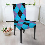 Blue Purple And Black Argyle Print Dining Chair Slipcover