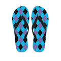 Blue Purple And Black Argyle Print Flip Flops