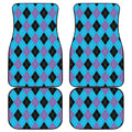 Blue Purple And Black Argyle Print Front and Back Car Floor Mats