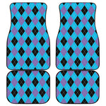 Blue Purple And Black Argyle Print Front and Back Car Floor Mats