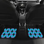 Blue Purple And Black Argyle Print Front and Back Car Floor Mats