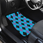 Blue Purple And Black Argyle Print Front and Back Car Floor Mats