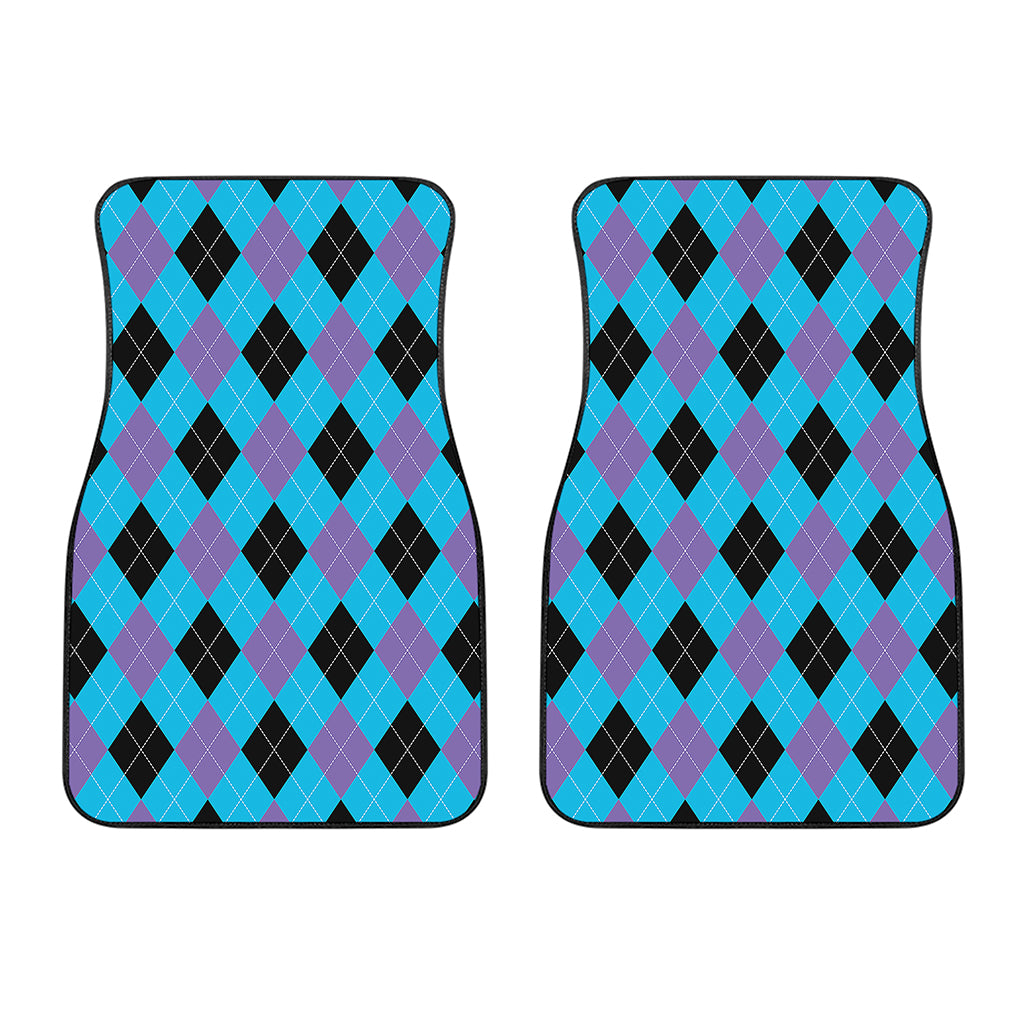 Blue Purple And Black Argyle Print Front Car Floor Mats