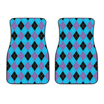 Blue Purple And Black Argyle Print Front Car Floor Mats