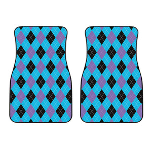 Blue Purple And Black Argyle Print Front Car Floor Mats