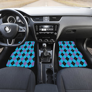 Blue Purple And Black Argyle Print Front Car Floor Mats