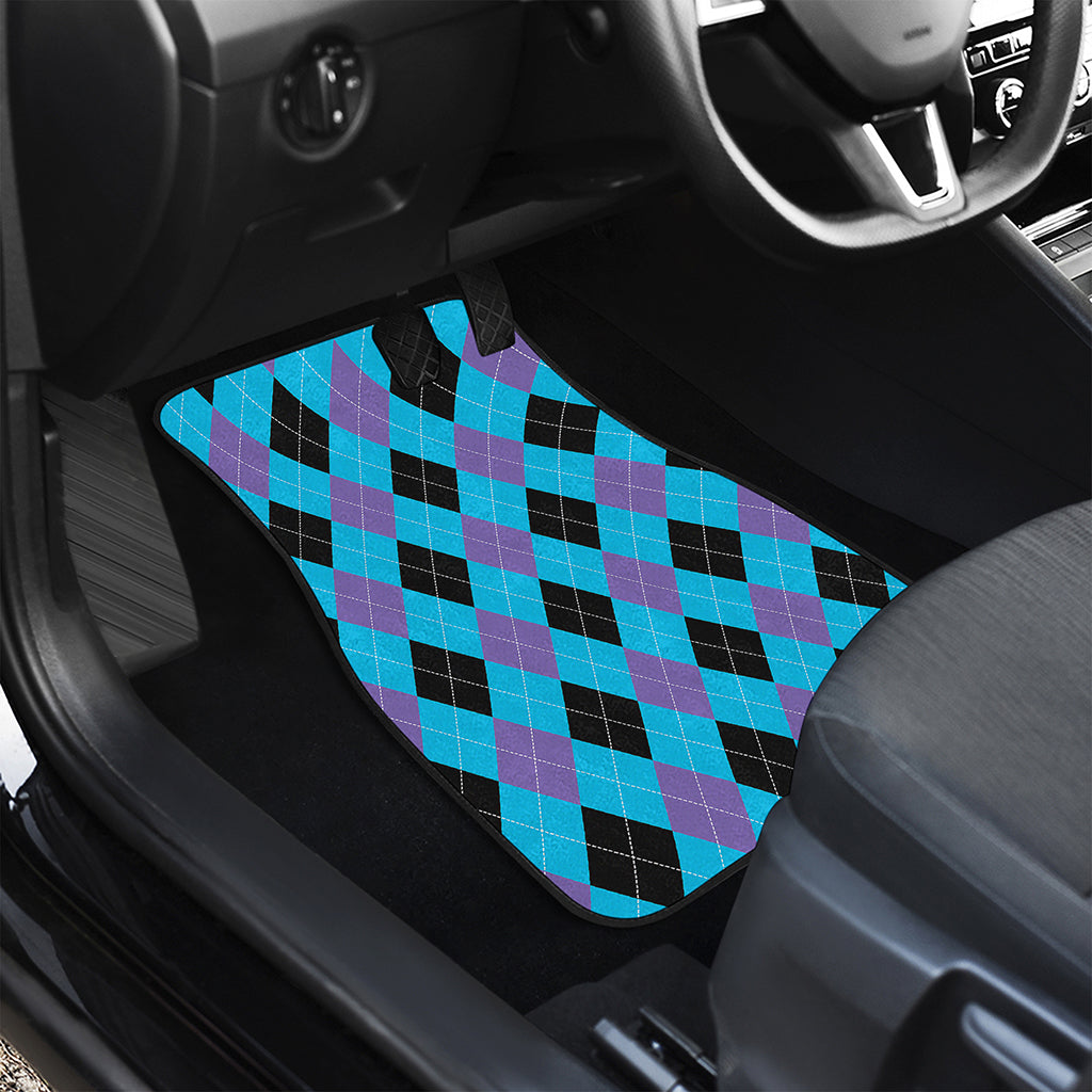 Blue Purple And Black Argyle Print Front Car Floor Mats