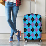 Blue Purple And Black Argyle Print Luggage Cover