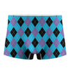 Blue Purple And Black Argyle Print Men's Boxer Briefs