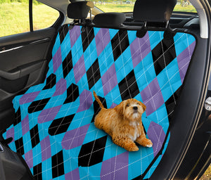 Blue Purple And Black Argyle Print Pet Car Back Seat Cover