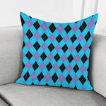 Blue Purple And Black Argyle Print Pillow Cover