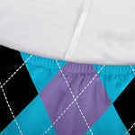 Blue Purple And Black Argyle Print Sofa Cover