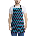 Blue Purple And Black Chevron Print Apron