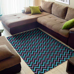 Blue Purple And Black Chevron Print Area Rug