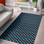 Blue Purple And Black Chevron Print Area Rug