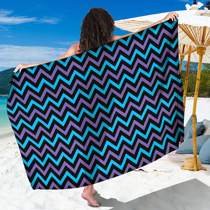 Blue Purple And Black Chevron Print Beach Sarong Wrap