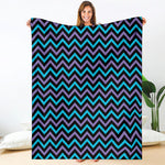 Blue Purple And Black Chevron Print Blanket