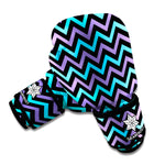 Blue Purple And Black Chevron Print Boxing Gloves
