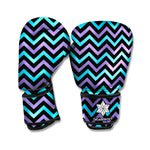 Blue Purple And Black Chevron Print Boxing Gloves