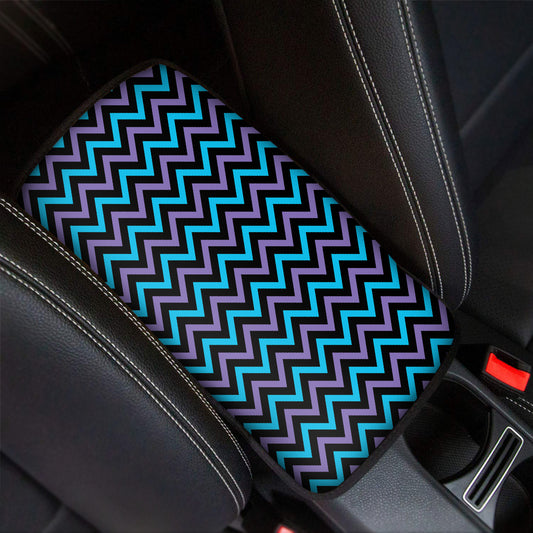 Blue Purple And Black Chevron Print Car Center Console Cover