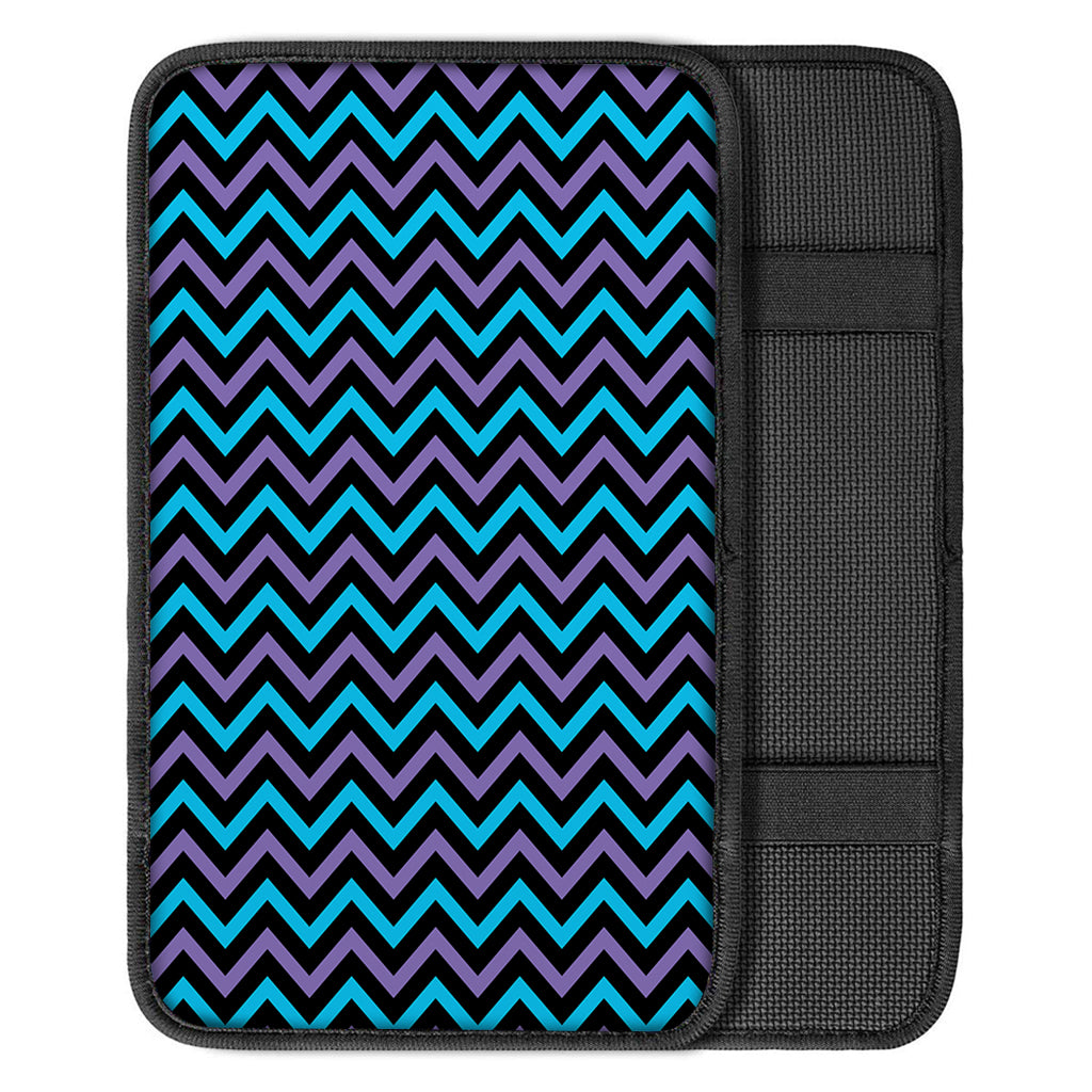 Blue Purple And Black Chevron Print Car Center Console Cover