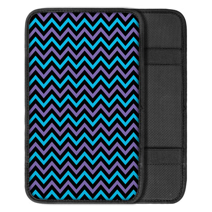 Blue Purple And Black Chevron Print Car Center Console Cover