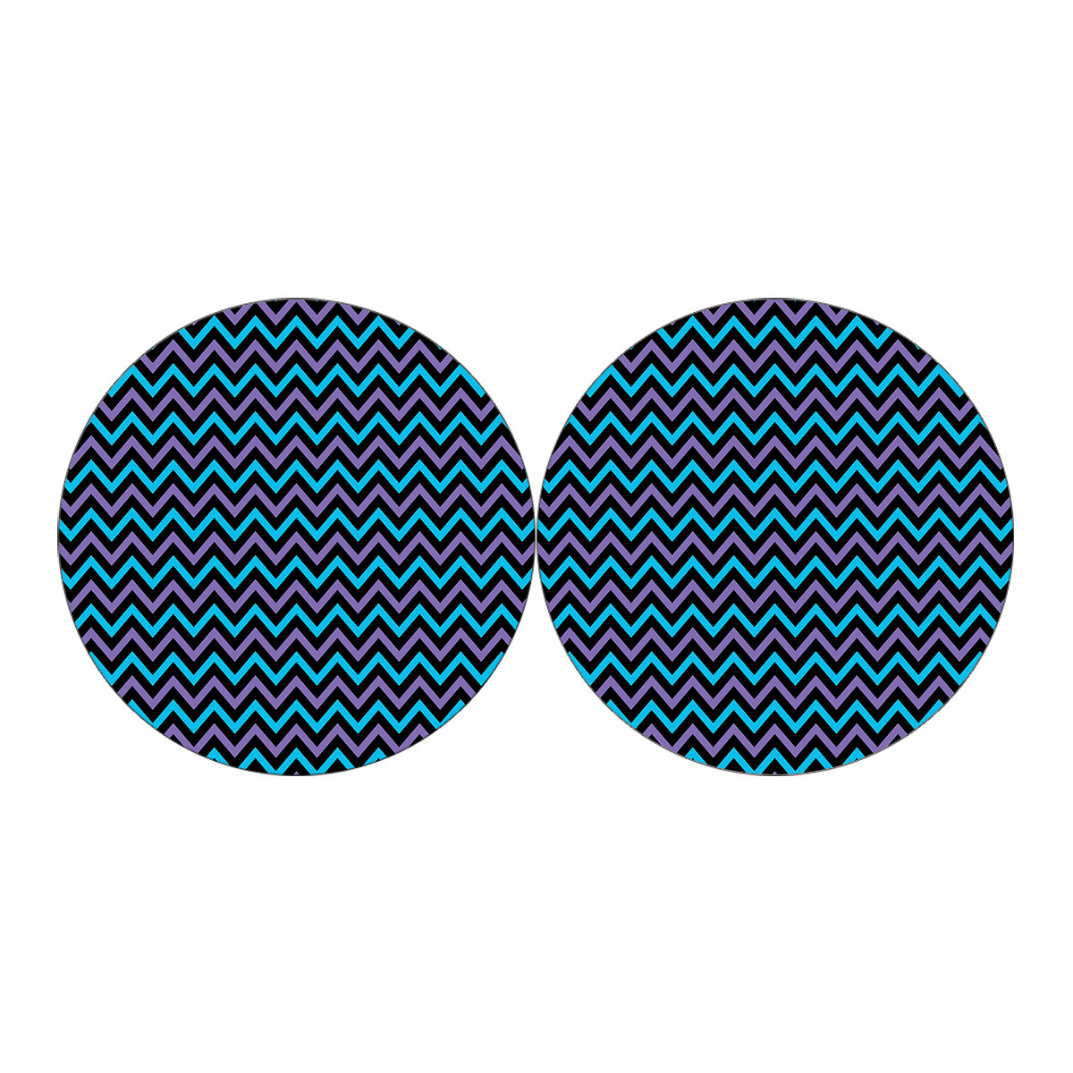 Blue Purple And Black Chevron Print Car Coasters