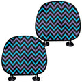 Blue Purple And Black Chevron Print Car Headrest Covers