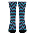Blue Purple And Black Chevron Print Crew Socks