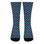 Blue Purple And Black Chevron Print Crew Socks