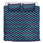 Blue Purple And Black Chevron Print Duvet Cover Bedding Set