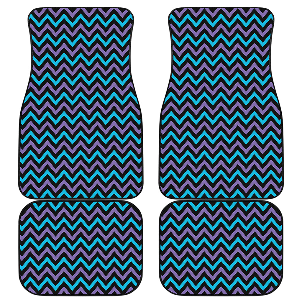 Blue Purple And Black Chevron Print Front and Back Car Floor Mats
