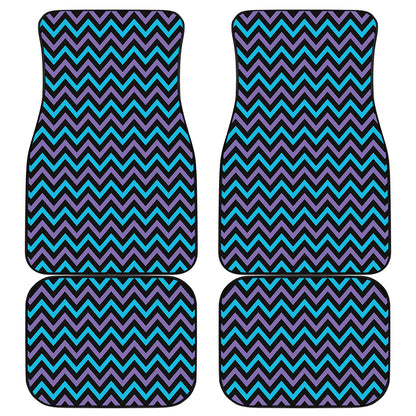 Blue Purple And Black Chevron Print Front and Back Car Floor Mats