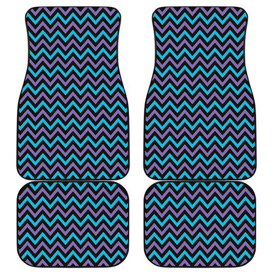 Blue Purple And Black Chevron Print Front and Back Car Floor Mats
