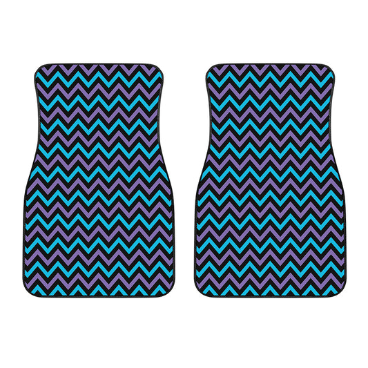 Blue Purple And Black Chevron Print Front Car Floor Mats