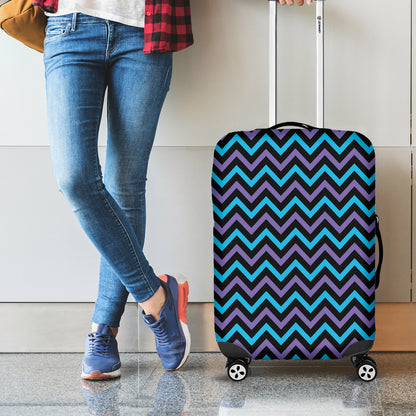Blue Purple And Black Chevron Print Luggage Cover
