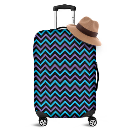 Blue Purple And Black Chevron Print Luggage Cover