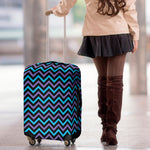 Blue Purple And Black Chevron Print Luggage Cover