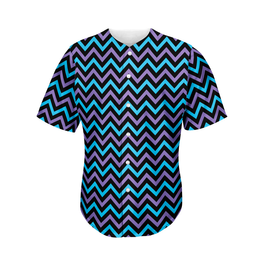 Blue Purple And Black Chevron Print Men's Baseball Jersey