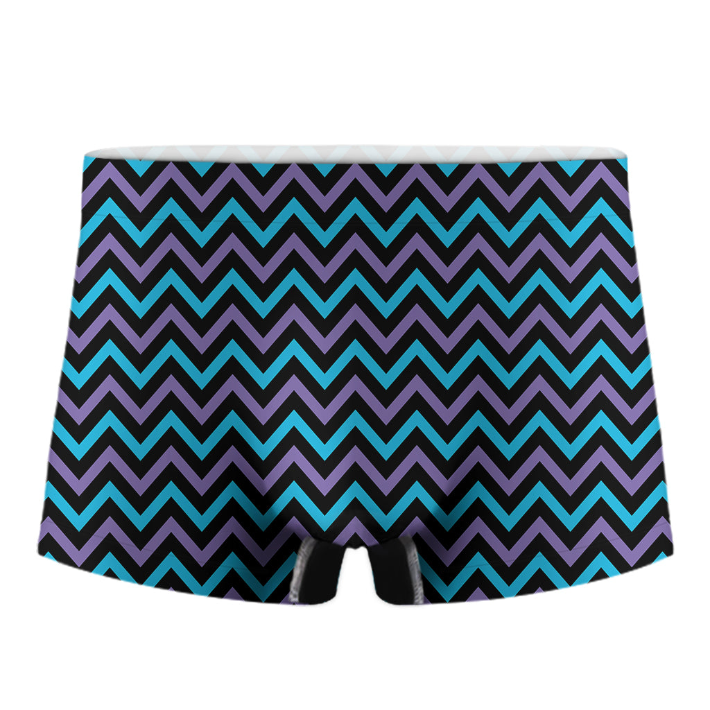 Blue Purple And Black Chevron Print Men's Boxer Briefs